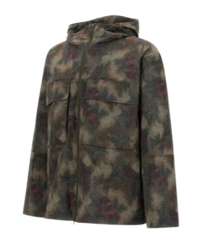 Herno Multicolor Tropical Pattern Ripstop Nylon Parka In Brown