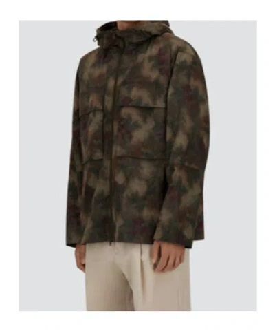 Herno Multicolor Tropical Pattern Ripstop Nylon Parka In Brown