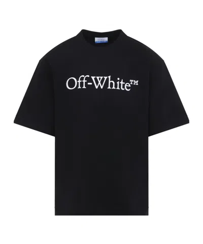 Off-white Black Oversized T-shirt With Contrasting Logo Lettering Print In Cotton Man