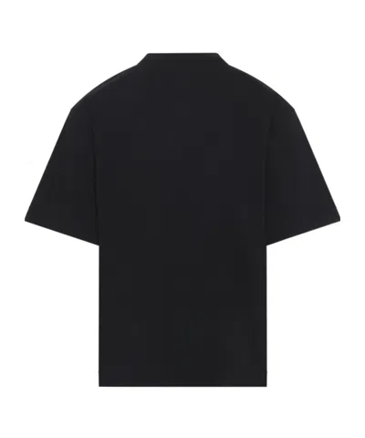 Off-white Black Oversized T-shirt With Contrasting Logo Lettering Print In Cotton Man