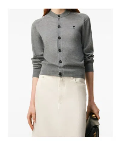Ami Alexandre Mattiussi Grey Wool Crewneck Ami De Coeur Cardigan Grey In Gray