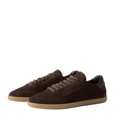 Zegna Suede Low Profile Sneakers Rubber Sole In Brown