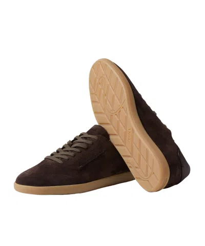 Zegna Suede Low Profile Sneakers Rubber Sole In Brown