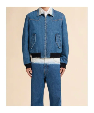 Marni Bleached-effect Bomber Jacket In Blue