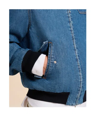 Marni Bleached-effect Bomber Jacket In Blue