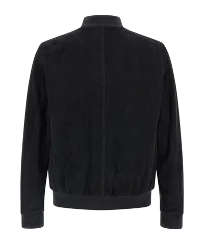 Moorer Blue Solid Mandarin Collar Jacket In Blue
