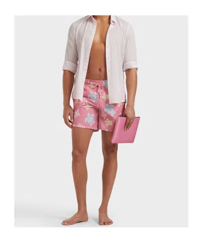 Vilebrequin Tortues Multicolores Printed 5.5 Swim Shorts In Pink