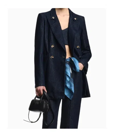 Emporio Armani Double-breasted Blazer In 11 oz Denim In Blue