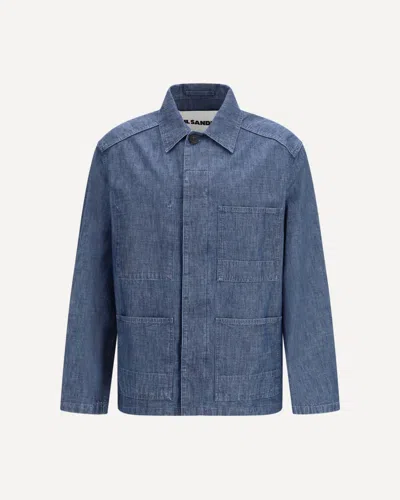 Jil Sander Structured Minimalist Jacket With Classic Collar In Blue