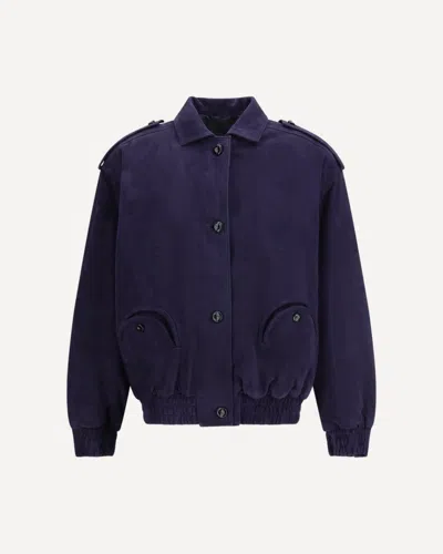 Blazé Milano Womens Nuit Charlie Oversized Suede Bomber Jacket In Purple