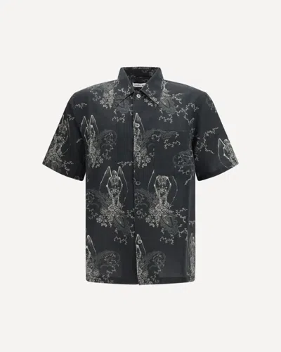 Our Legacy Mens Death Paisley Print Graphic-print Short-sleeve Cotton And Linen Shirt In Multi