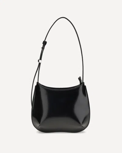 Jacquemus Le Petit Bisou Leather Shoulder Bag Adjustable Strap In Black