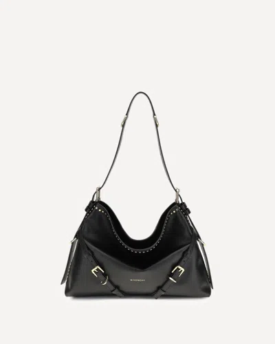 Givenchy Women Large Voyou Shoulder Bag In Shiny Leather In Black