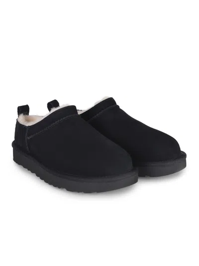 Ugg Classic Micro Short Suede Ankle Boots In Black