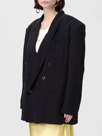 Saint Laurent Double-breasted Six-button Suit Jacket In Black