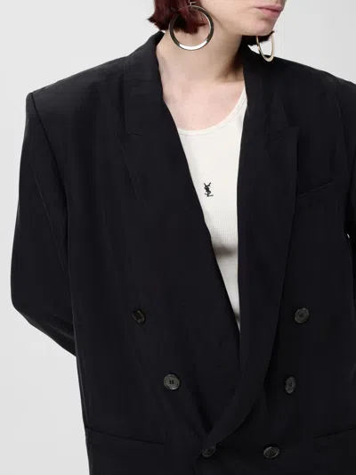 Saint Laurent Double-breasted Six-button Suit Jacket In Black