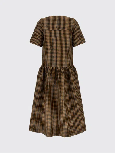 Ganni Women Brown Taffet Crinckled Dress, S Luxury Dresses For Women Darveys
