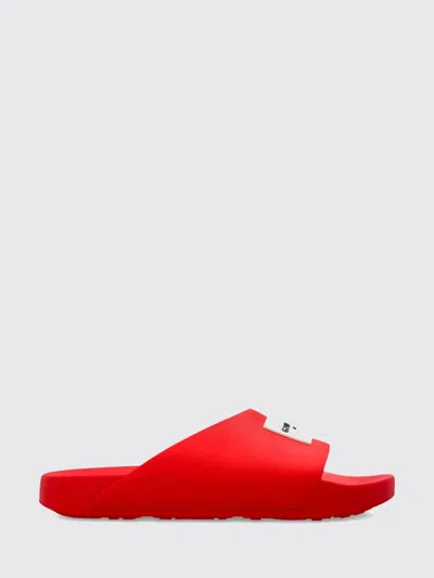 Givenchy Red Polyurethane Label Slide Flat Sandal In Red