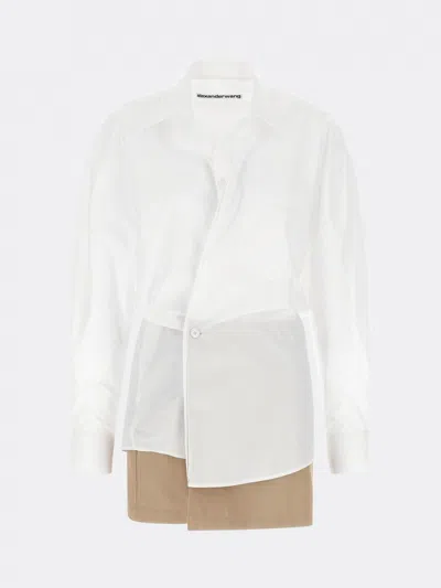 Alexander Wang Pre-styled Mini Wrap Dress In Twill In White