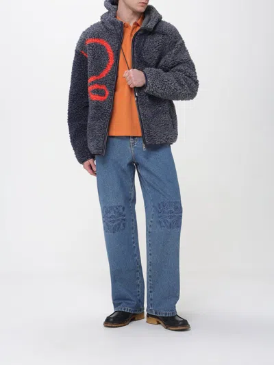 Loewe Denim Trousers Belt Loops Embroidered Back Pockets In Blue