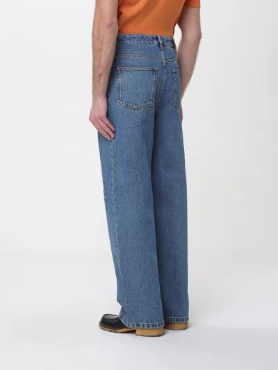 Loewe Denim Trousers Belt Loops Embroidered Back Pockets In Blue