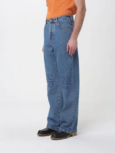 Loewe Denim Trousers Belt Loops Embroidered Back Pockets In Blue