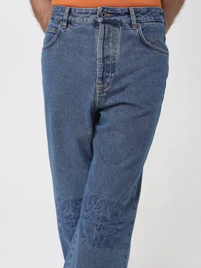 Loewe Denim Trousers Belt Loops Embroidered Back Pockets In Blue