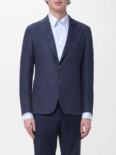 Tagliatore Herringbone-pattern Blazer In Blue