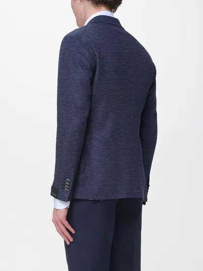 Tagliatore Herringbone-pattern Blazer In Blue