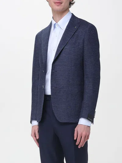 Tagliatore Herringbone-pattern Blazer In Blue