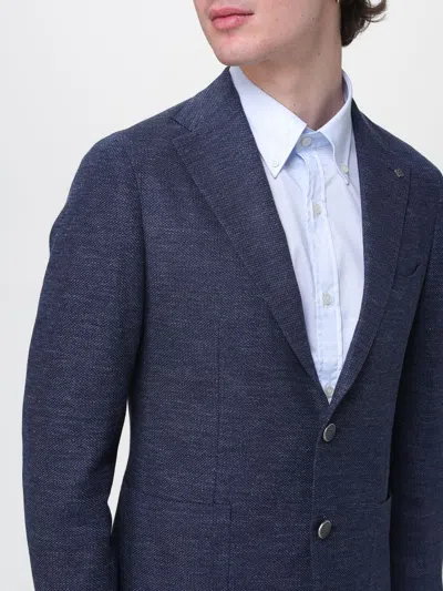 Tagliatore Herringbone-pattern Blazer In Blue