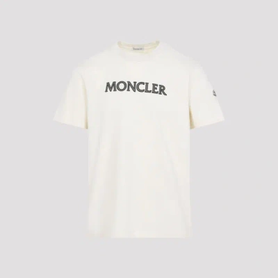 Moncler Mens White Flocked-logo Badge Short-sleeve Cotton-jersey T-shirt