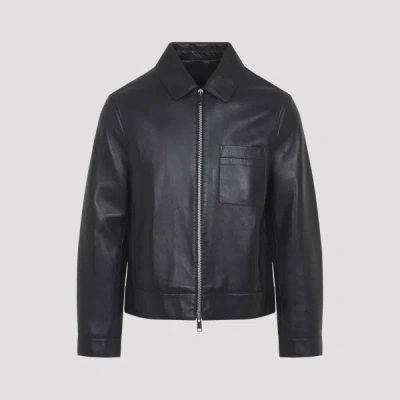 Yves Salomon Black Solid Jacket In Black