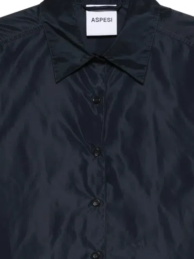 Aspesi Technical Buttoned Shirt In Blue