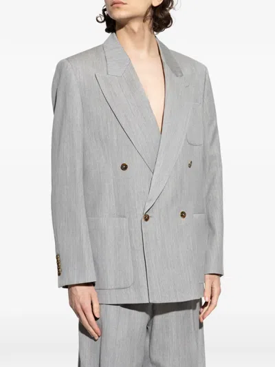 Amiri Double-breasted Blazer In Gray