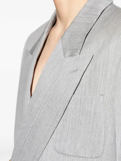 Amiri Double-breasted Blazer In Gray