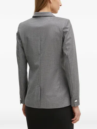 Morgan Double-breasted Check Blazer In Gray