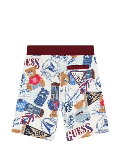 Guess Teddy Graphic Shorts In Multi