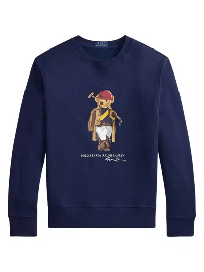 Polo Ralph Lauren Long Sleeve Fleece Society Bear Crewneck Sweatshirt In Multi