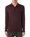 Allsaints Clash Long-sleeved Polo Shirt In Damson Red