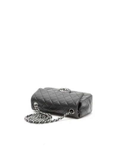 Pre-owned Chanel Lambskin Quilted Classic Mini Rectangular Single Flap Bag In Black
