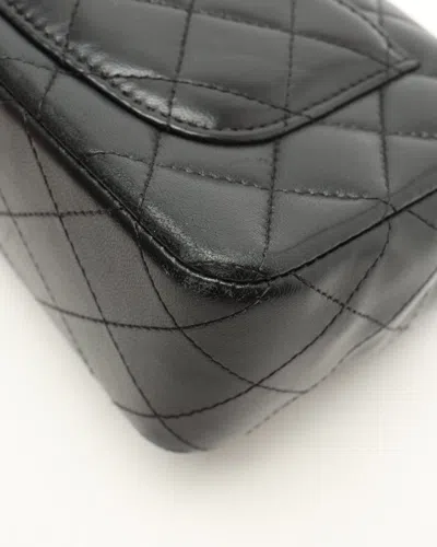 Pre-owned Chanel Lambskin Quilted Classic Mini Rectangular Single Flap Bag In Black