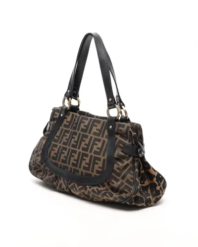 Fendi Zucca Chef Leopard Tote Bag In Brown