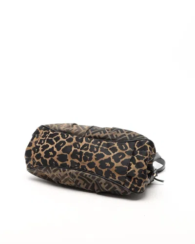 Fendi Zucca Chef Leopard Tote Bag In Brown