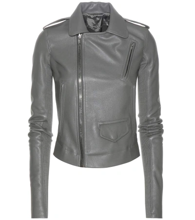 Rick Owens Leather Motorcycle Jacket In Euca