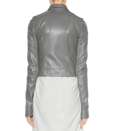 Shop Rick Owens Leather Motorcycle Jacket In Euca