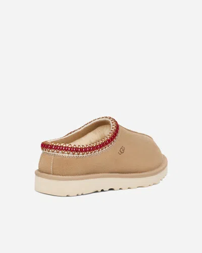 Ugg Tasman Ii Beige Mules With Round Toe And Embroidered Detail In Leather Woman In Brown