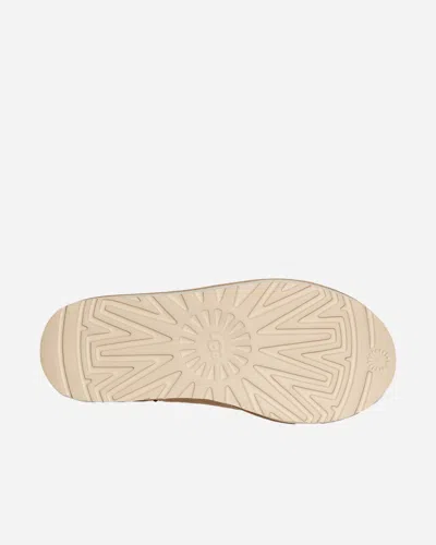 Ugg Tasman Ii Beige Mules With Round Toe And Embroidered Detail In Leather Woman In Brown