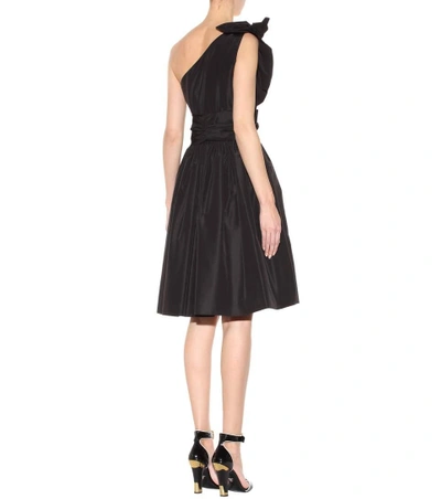 Shop Prada One-shoulder Silk Dress In Eero