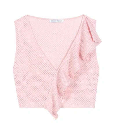 Shop Marysia Seahaven Cotton Crop Top In Rose